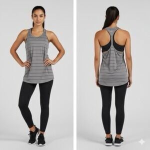 Athleta Chi Stripe Racerback Tank dark Gray Longline Athletic Top
